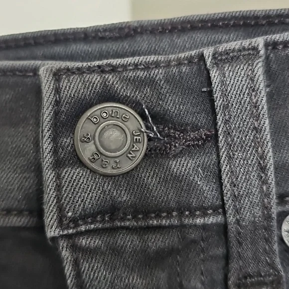Rag & Bone High Rise Skinny Jeans Distressed Knees/Raw Hem Dark Gray Siz… - Picture 7 of 13